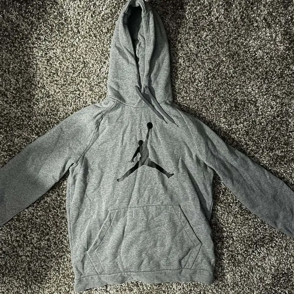 Jordan Hoodie Size L Gray Jumpman Logo Fleece